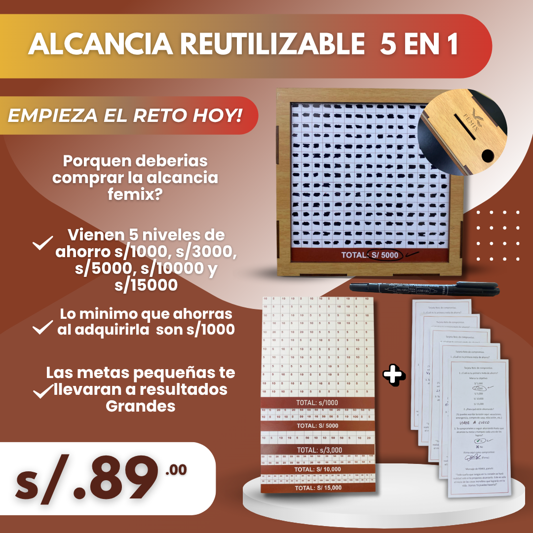ALCANCIA REUTILIZABLE 5 EN 1 FEMIX